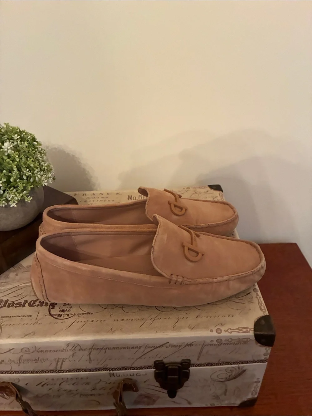 Cole Haan Tan Suede Bit-Trim Loafers
